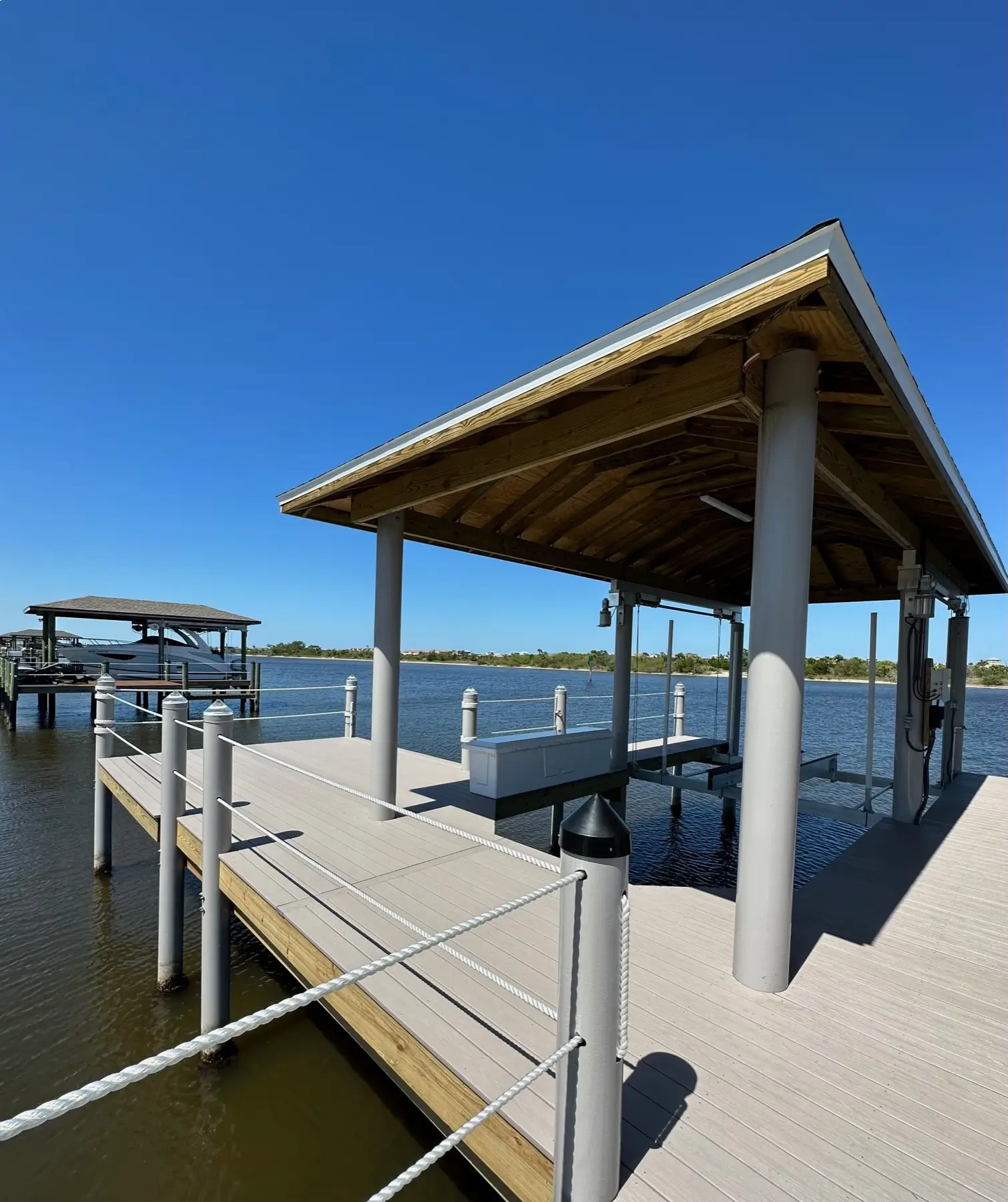 Commercial deck and dock with overlooking view