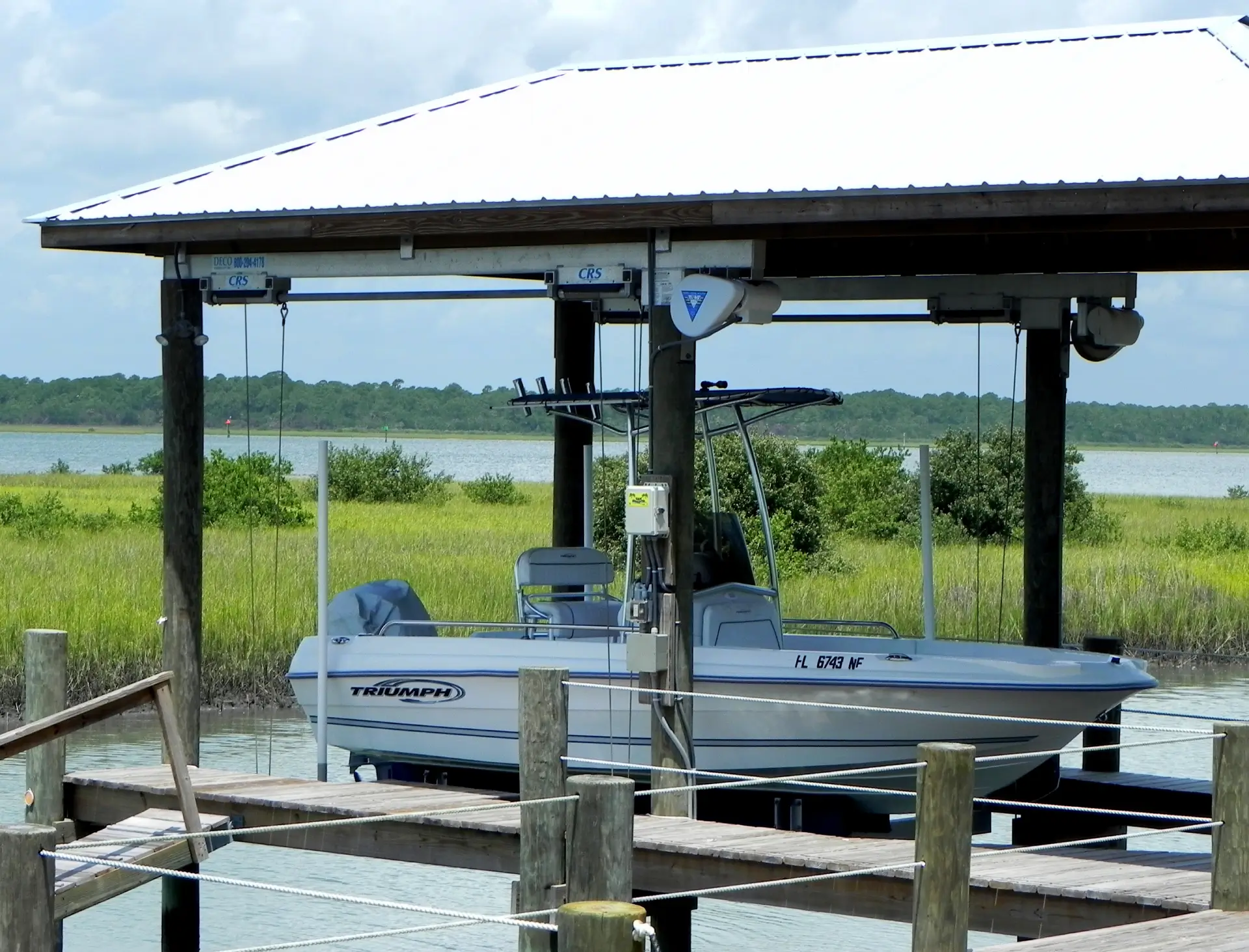 Hardwood deck and on the boathouse in the florida