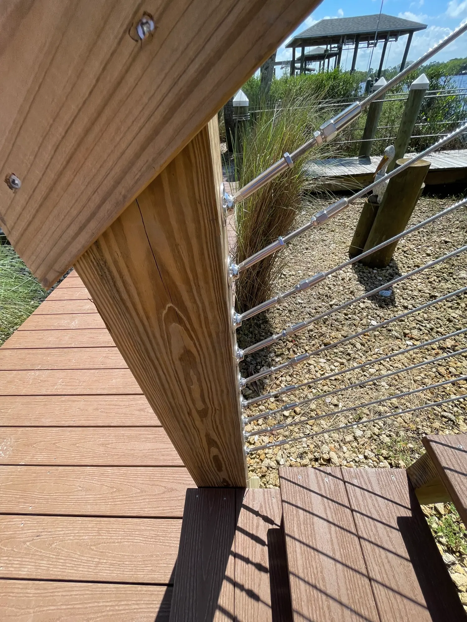 Pvc deck and dock with stainless railing on the florida