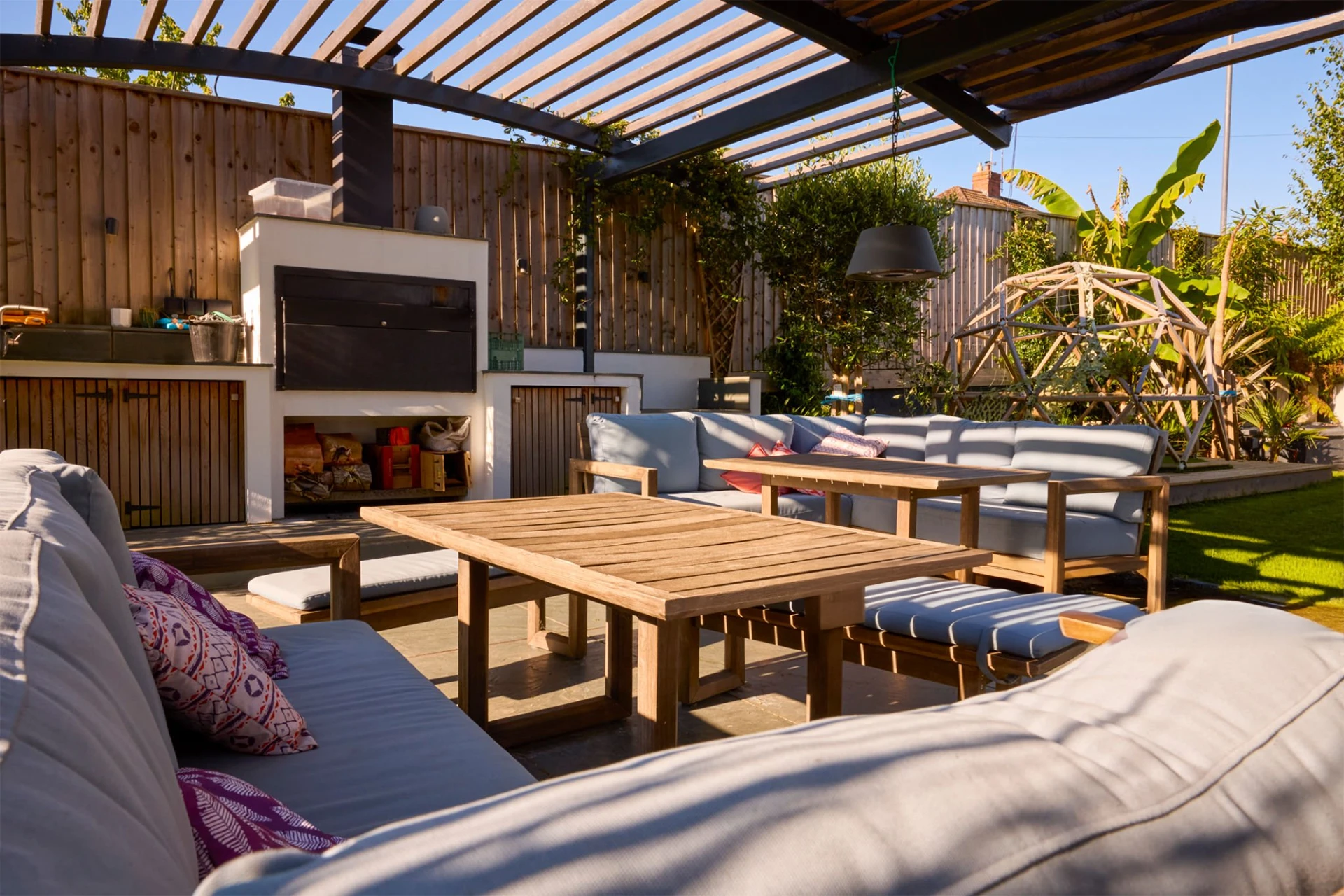 Sk outdoor living area and garden of modern house