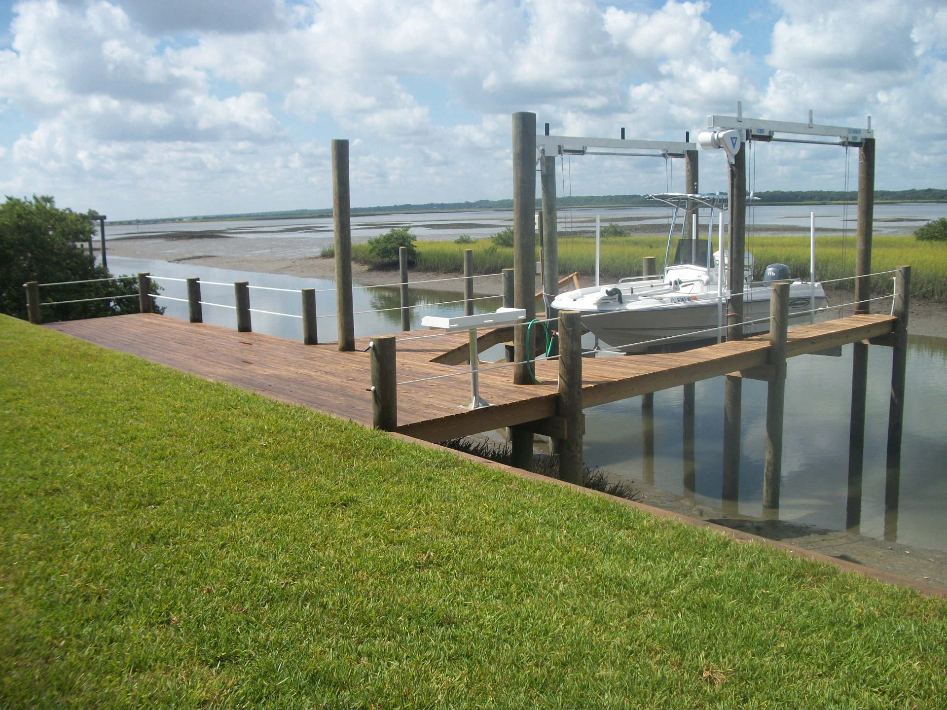 Tropical hardwood deck and dock on the florida